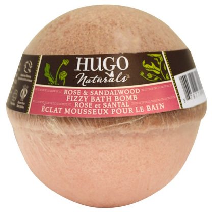 HUGO NATURALS, FIZZY BATH BOMB, ROSE & SANDALWOOD, 6 OZ / 170g