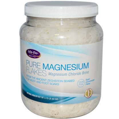 LIFE-FLO, PURE MAGNESIUM FLAKES, MAGNESIUM CHLORIDE BRINE, 2.75 LB (44 OZ)