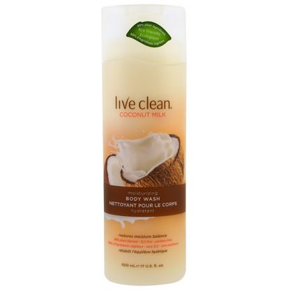 LIVE CLEAN, MOISTURIZING BODY WASH, COCONUT MILK, 17 FL OZ / 500ml