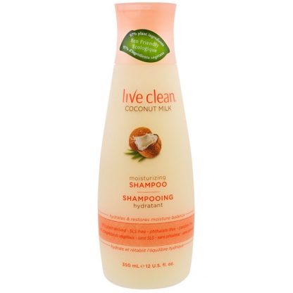 LIVE CLEAN, MOISTURIZING SHAMPOO, COCONUT MILK, 12 FL OZ / 350ml