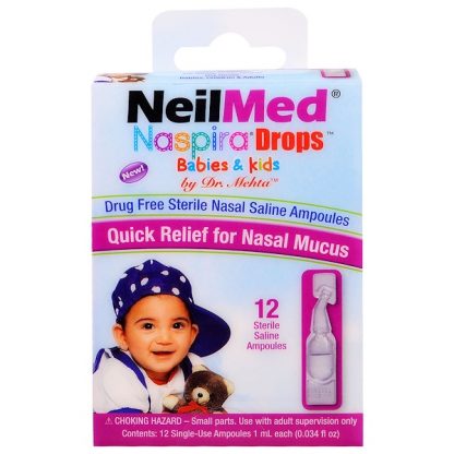 NEILMED, NASPIRA DROPS, BABIES & KIDS, 12 STERILE SALINE AMPOULES, 0.034 FL OZ / 1ml EACH