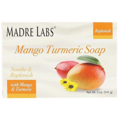 MADRE LABS, MANGO TURMERIC, BAR SOAP, WITH VITAMIN E, SHEA, AVOCADO, JOJOBA & COCOA BUTTER, 5 OZ / 141g