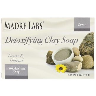 MADRE LABS, DETOXIFYING CLAY, BAR SOAP, EUCALYPTUS & PEPPERMINT, WITH ANCIENT CLAY, 5 OZ / 141g