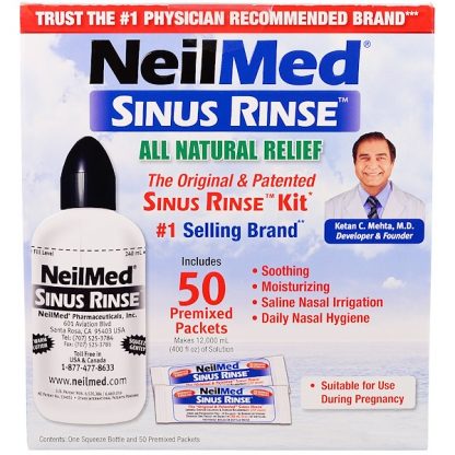 NEILMED, THE ORIGINAL & PATENTED SINUS RINSE KIT, 50 PREMIXED PACKETS, 1 KIT