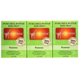 OUT OF AFRICA, PURE SHEA BUTTER BAR SOAP, VERBENA, 3 PACK, 4 OZ / 120g EACH
