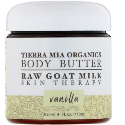 TIERRA MIA ORGANICS, BODY BUTTER, RAW GOAT MILK, SKIN THERAPY, VANILLA, 4 FL OZ / 113g