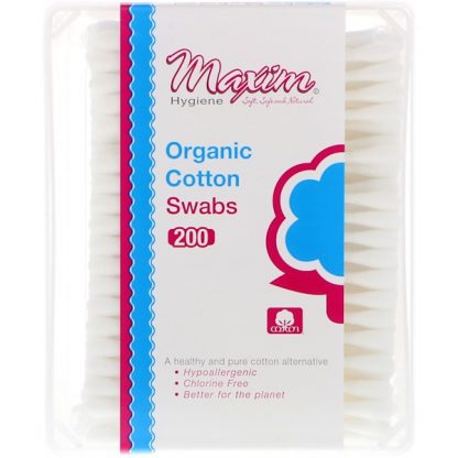 MAXIM HYGIENE PRODUCTS, ORGANIC COTTON SWABS, 200 COUNT