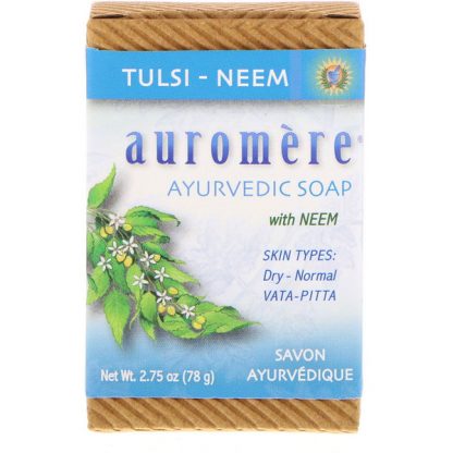 AUROMERE, AYURVEDIC SOAP, WITH NEEM, TULSI-NEEM, 2.75 OZ / 78g