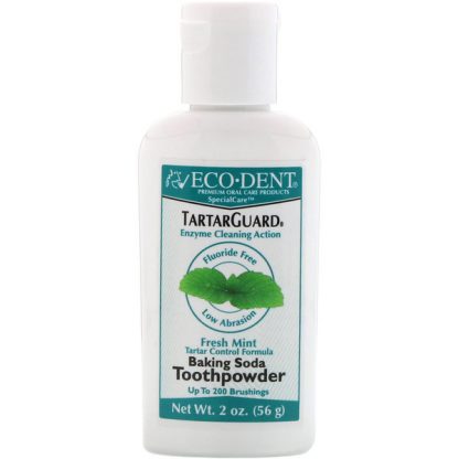 ECO-DENT, TARTARGUARD, BAKING SODA TOOTHPOWDER, FRESH MINT, FLUORIDE FREE, 2 OZ / 56g