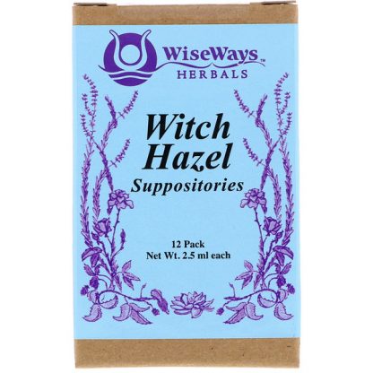 WISEWAYS HERBALS, LLC, WITCH HAZEL SUPPOSITORIES, 12 PACK, 2.5 ML EACH