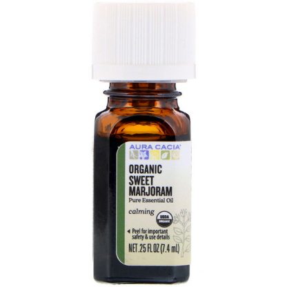 AURA CACIA, PURE ESSENTIAL OIL, ORGANIC SWEET MARJORAM, 0.25 FL OZ / 7.4ml