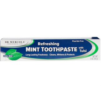 DR. MERCOLA, REFRESHING TOOTHPASTE WITH TULSI, COOL MINT, 3 OZ / 85g