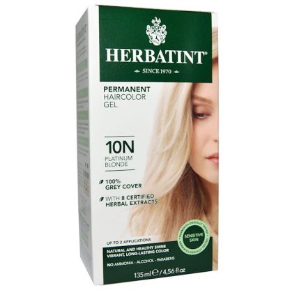 HERBATINT, PERMANENT HAIRCOLOR GEL, 10N PLATINUM BLONDE, 4.56 FL OZ / 135ml