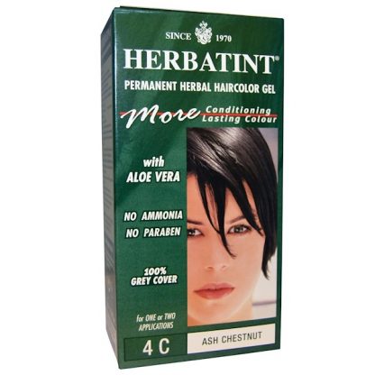 HERBATINT, PERMANENT HERBAL HAIRCOLOR GEL, 4C, ASH CHESTNUT, 4.56 FL OZ / 135ml