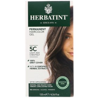 HERBATINT, PERMANENT HERBAL HAIRCOLOR GEL, 5C, LIGHT ASH CHESTNUT, 4.56 FL OZ / 135ml