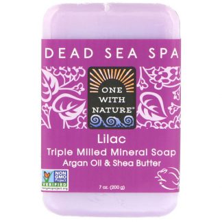 ONE WITH NATURE, TRIPLE MILLED SOAP BAR, LILAC, 7 OZ / 200g
