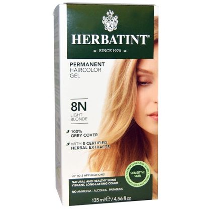 HERBATINT, PERMANENT HAIRCOLOR GEL, 8N, LIGHT BLONDE, 4.56 FL OZ / 135ml