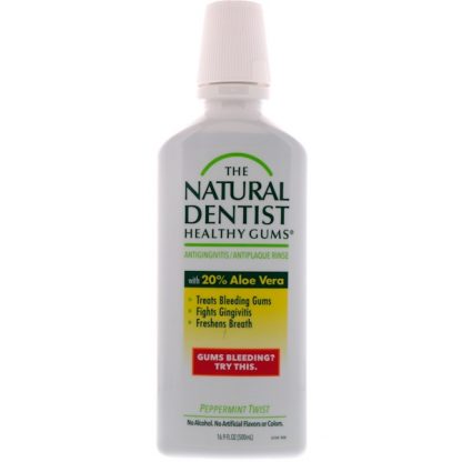 THE NATURAL DENTIST, HEALTHY GUMS, ANTIGINGIVITIS / ANTIPLAQUE RINSE, PEPPERMINT TWIST, 16.9 FL OZ / 500ml