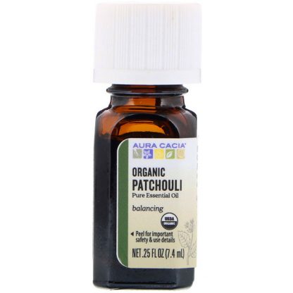 AURA CACIA, PURE ESSENTIAL OIL, ORGANIC PATCHOULI, .25 FL OZ / 7.4ml