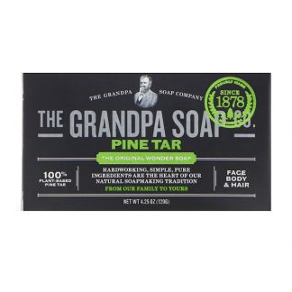 GRANDPA'S, FACE BODY & HAIR BAR SOAP, PINE TAR, 4.25 OZ / 120g