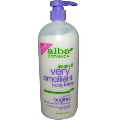 ALBA BOTANICA, NATURAL VERY EMOLLIENT BODY LOTION, UNSCENTED ORIGINAL, 32 OZ / 907g