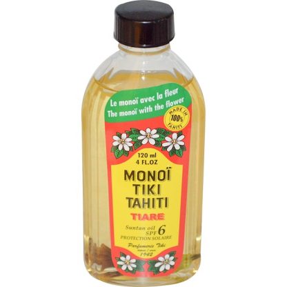 MONOI TIARE TAHITI, SUNTAN OIL SPF 6 PROTECTION SOLAIRE, TIARE (GARDENIA), 4 FL OZ / 120ml