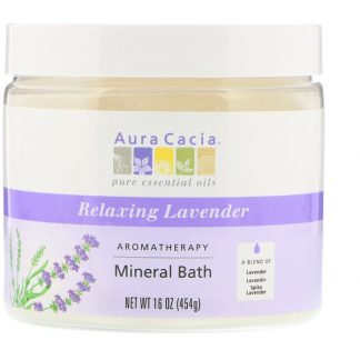 AURA CACIA, AROMATHERAPY MINERAL BATH, RELAXING LAVENDER, 16 OZ / 454g