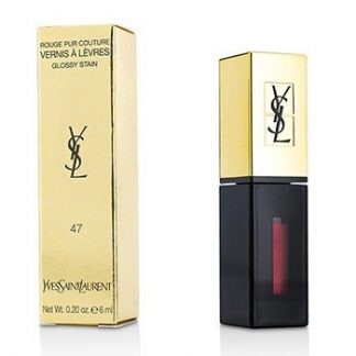 YVES SAINT LAURENT ROUGE PUR COUTURE VERNIS A LEVRES GLOSSY STAIN - # 47 CARMIN TAG 6ML/0.2OZ