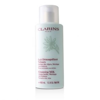 CLARINS ANTI-POLLUTION CLEANSING MILK WITH ALPINE HERBS, MARINGA - NORMAL OR DRY SKIN 400ML/14OZ