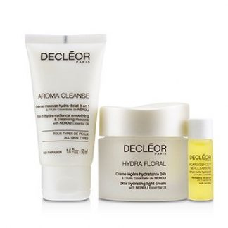 DECLEOR STOP.BREATHE.RELAX HOLIDAY KIT:CLEANSING MOUSSE 50ML+ HYDRATING OIL SERUM 5ML+ 24HR HYDRATING LIGHT CREAM 50ML 3PCS