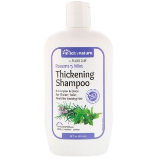 MILD BY NATURE, THICKENING B-COMPLEX + BIOTIN SHAMPOO BY MADRE LABS, NO SULFATES, ROSEMARY MINT, 14 FL OZ / 414ml
