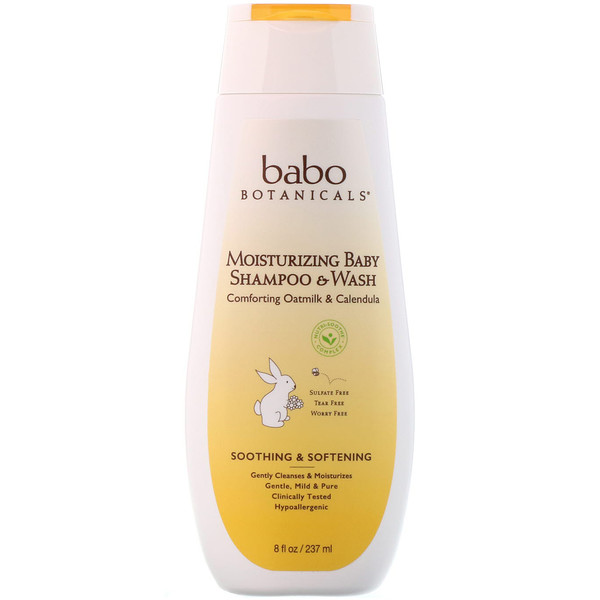 BABO BOTANICALS, MOISTURIZING BABY SHAMPOO & WASH, OATMILK & CALENDULA, 8  FL OZ / 237ml Bath Care Singapore