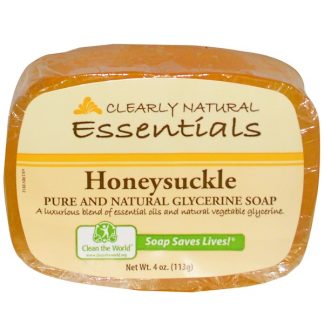 CLEARLY NATURAL, ESSENTIALS, PURE AND NATURAL GLYCERINE SOAP, HONEYSUCKLE, 4 OZ / 113g