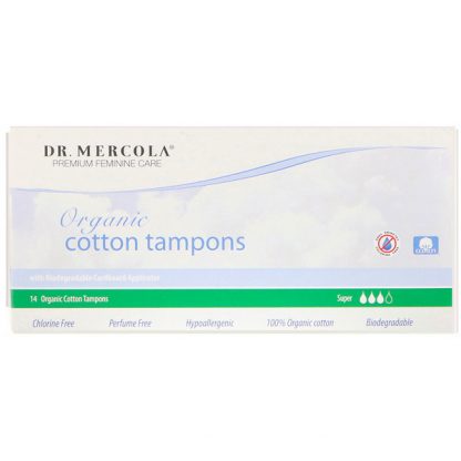 DR. MERCOLA, ORGANIC COTTON TAMPONS, SUPER, 14 TAMPONS