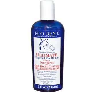 ECO-DENT, ULTIMATE ESSENTIAL MOUTHCARE, NATURAL DAILY RINSE & ORAL CLEANSER, ALCOHOL FREE, SPICY-COOL CINNAMON, 8 FL OZ / 236ml