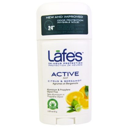 LAFE'S NATURAL BODYCARE, ACTIVE, ODOR PROTECTION INVISIBLE SOLID, CITRUS & BERGAMOT, 2.25 OZ / 63g