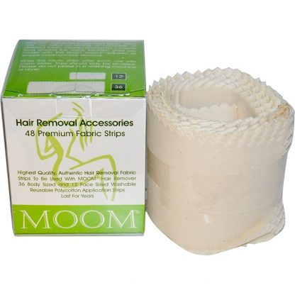 MOOM, HAIR REMOVAL ACCESSORIES, PREMIUM FABRIC STRIPS, 48 STRIPS