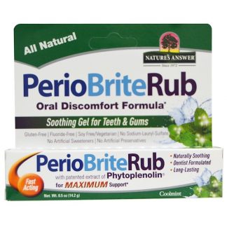 NATURE'S ANSWER, PERIOBRITERUB, SOOTHING GEL FOR TEETH & GUMS, COOL MINT, 0.5 OZ / 14.2g