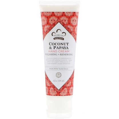 NUBIAN HERITAGE, HAND CREAM, COCONUT & PAPAYA, 4 FL OZ / 118ml