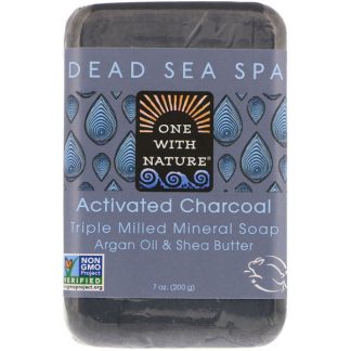 ONE WITH NATURE, TRIPLE MILLED MINERAL SOAP BAR, ACTIVATED CHARCOAL, 7 OZ / 200g