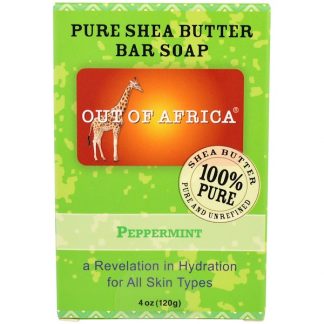 OUT OF AFRICA, PURE SHEA BUTTER BAR SOAP, PEPPERMINT, 4 OZ / 120g