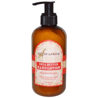 OUT OF AFRICA, SHEA BUTTER HAND LOTION, GERANIUM, 8 OZ / 240ml