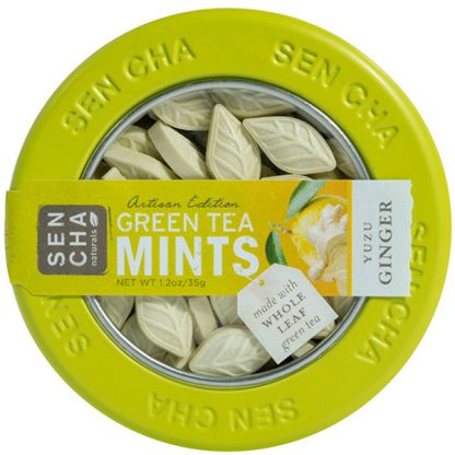 SENCHA NATURALS, GREEN TEA MINTS, YUZU GINGER, 1.2 OZ / 35g