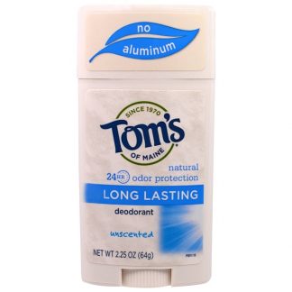 TOM'S OF MAINE, NATURAL LONG-LASTING DEODORANT, UNSCENTED, 2.25 OZ / 64g