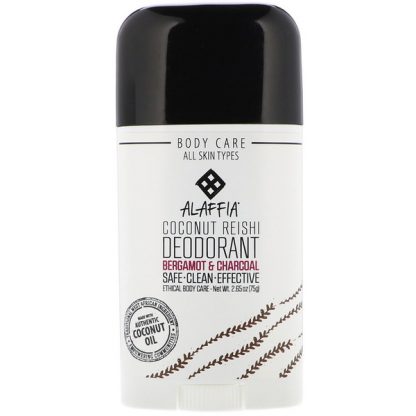 ALAFFIA, COCONUT REISHI, DEODORANT, BERGAMOT & CHARCOAL, 2.65 OZ / 75g