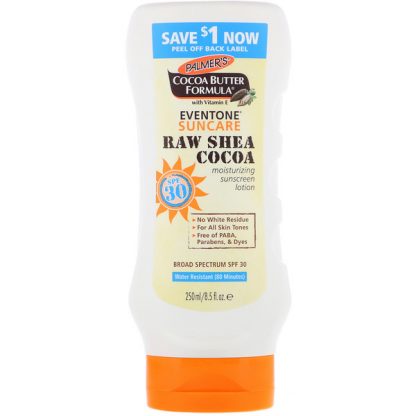 PALMER'S, COCOA BUTTER FORMULA, EVENTONE SUNCARE, RAW SHEA COCOA MOISTURIZING SUNSCREEN LOTION, SPF 30, 8.5 FL OZ / 250ml