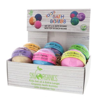 SKY ORGANICS, KIDS BATH BOMBS WITH SURPRISE TOYS, 6 BATH BOMBS