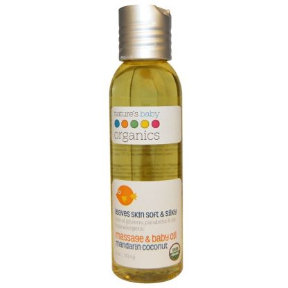 NATURE'S BABY ORGANICS, ORGANIC, MASSAGE & BABY OIL, MANDARIN COCONUT, 4 OZ / 113.4g