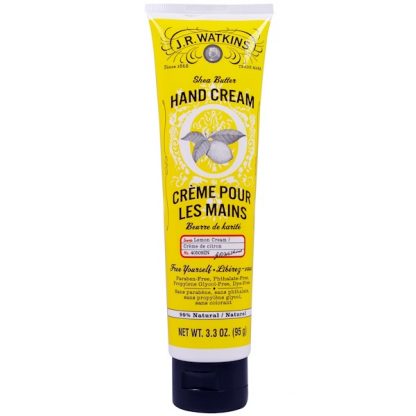 J R WATKINS, SHEA BUTTER HAND CREAM, LEMON CREAM, 3.3 OZ / 95g