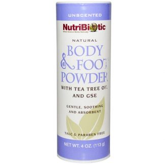 NUTRIBIOTIC, NATURAL BODY & FOOT POWDER, UNSCENTED, 4 OZ / 113g